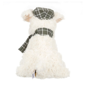 Собака  кремовая в кепочке и шарфике, 20 см