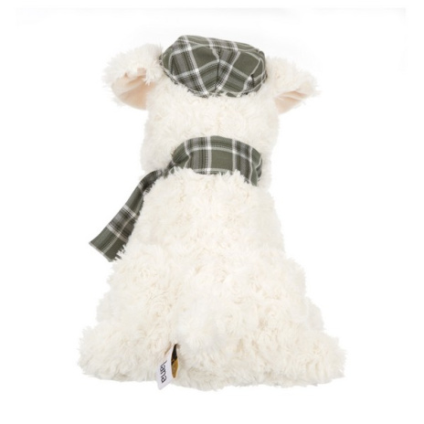 Собака  кремовая в кепочке и шарфике, 20 см