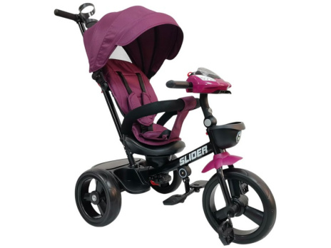 Велосипед трехколесный SLIDER, колёса EVA 12 и 10", фара, корзинка, сумочка