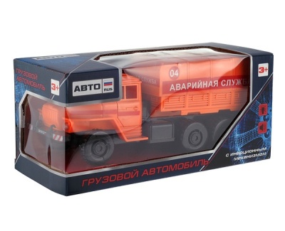 Машинка инерционная "АВТОRus", грузовой автомобиль "АВАРИЙНАЯ СЛУЖБА", в/к 24*11*10 см. Открываются