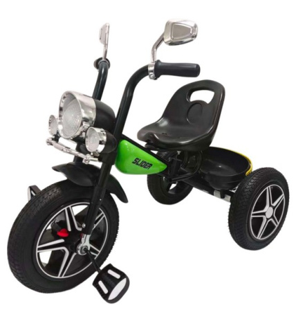 Велосипед трехколесный Slider, колеса EVA 12 и 10", фара, свет, звук, зеркала, корзинка