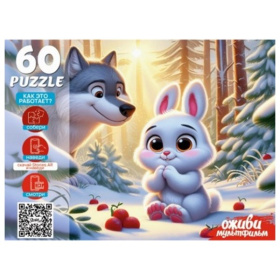Пазлы 60 элементов. Серия "Оживи мультфильм"  "ЗАЙКА БЕЛЕНЬКИЙ"