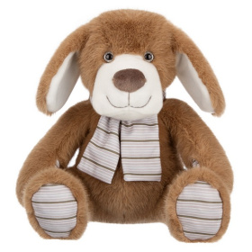 Собака бежевая  в шарфике, 26 см