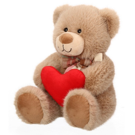 Мишка бежевый с сердцем, 19 см