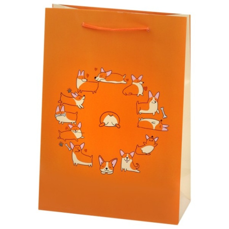 Optima Пакет подарочный с глянцевой ламинацией (12 шт в наборе) 22x31x10 см (ML) Корги, в пленке