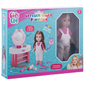 Набор "Модница" Girl`s Club" в комплекте: кукла 30 см, трюмо со звуком и светом, блестящая упаковка