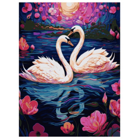 Картина по номерам на картоне 28,5*38 см "Пара лебедей"