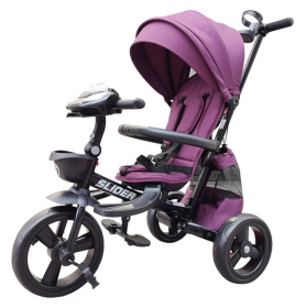 Велосипед трехколесный SLIDER, надувные колёса 12 и 10", фара, корзинка, сумочка