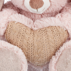 Заяц нежно-розовый с сердцем, 15 см