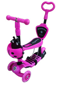 Самокат трехколесный Slider с ручкой управления, колеса светящиеся