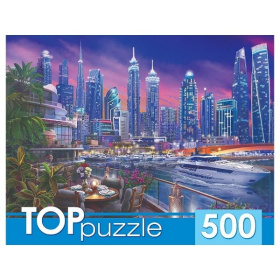 TOPpuzzle. Пазлы 500 элементов. КАФЕ В ВЕЧЕРНЕМ ДУБАЕ