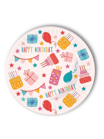Бумажные тарелки С днем рождения (23 см, 6 шт), в/п