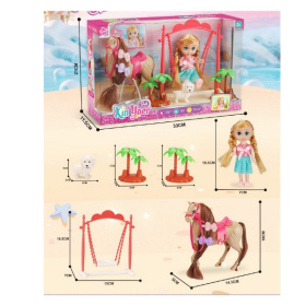 Кукла в наборе с аксессуарами, кукла, лошадка, собачка, акссессуары