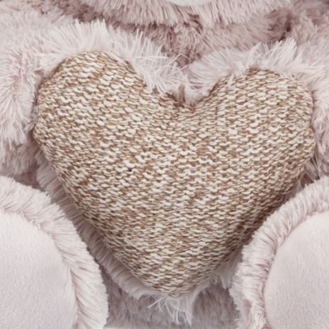 Заяц бежевый с сердцем, 25 см