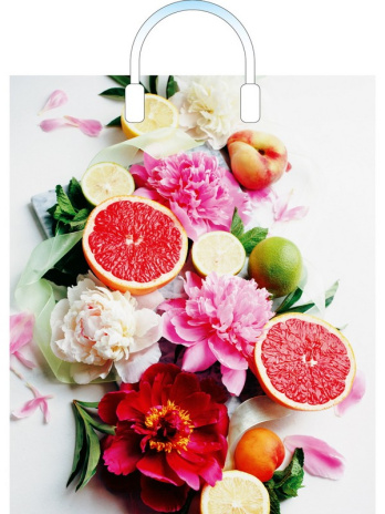 Пакет полиэтиленовый с пластиковой ручкой Летний цитрус 38х45х3см/90мкм