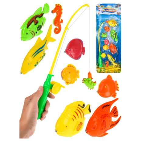 Рыбалка пластиковая (9 рыбок, 1 удочка, в блистере), 55*21*3 см