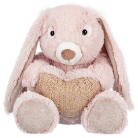 Заяц нежно-розовый с сердцем, 25 см