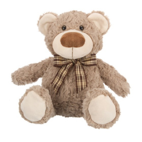 Мишка с коричневой ленточкой в клетку, 20 см Мишка с коричневой ленточкой в клетку, 20 см
