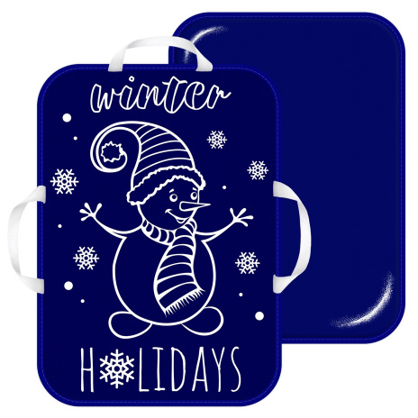 Ледянка прямоугольная "Снеговичок", синяя, 55,5x41,5x1 см