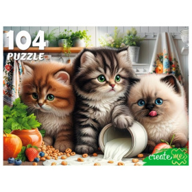 Пазлы 104 элемента "Три котенка на кухне"