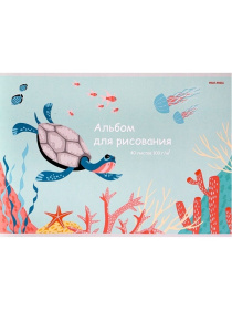 Альбом для рисования А4 40л. Морская черепашка-2  скрепка, 28,5*19,5*0,6 см