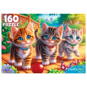 Пазлы 160 элементов. Три котёнка в саду