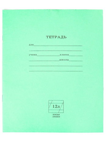 Тетрадь школьная СТАНДАРТ 12 л. КОСАЯ ЛИНИЯ,с линовкой на обл
