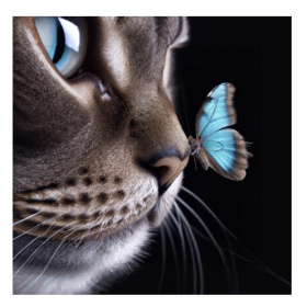 Алмаз. мозаика (блест.) 20х20 см, на картоне, с част. заполн. (12цв) Кот и бабочка