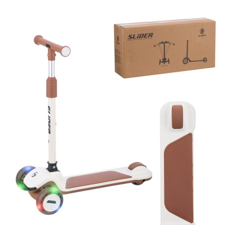 Самокат трехколесный Slider, светящиеся колёса полиуретановые, руль складной металлический