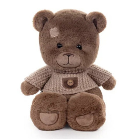 KULT Мягкая игрушка медведь Отис, в свитере, бурый, 25 см (МОтис/25/230-1)