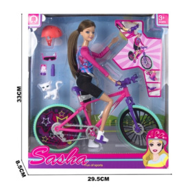 Кукла с аксессуарами, ручки и ножки шарнирные, велосипед, питомец