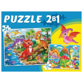 Макси-пазлы 2 в 1. МИР ДИНОЗАВРОВ  №50 (15 и 24 эл.)
