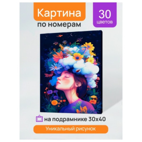 Холст с красками 30x40 см по номерам (в коробке) (30 цв.) Мечтательная девушка