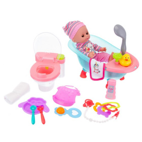 Набор "Girl's Club" "Маленькая мама", пупс 30 см, туалет (свет, звук), ванна с водой, аксессуары