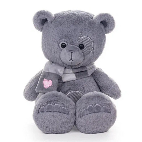 KULT Мягкая игрушка медведь Френки, с шарфом, серый, 25 см (МФренки/25/79-3)