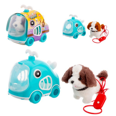 Игрушка мягкая "Собачка" на поводке (длина 80 см), функциональная: ходит, машет хвостиком, лает