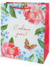 Dreamcards Пакет подар. с мат.лам. и глит.26,4х32,7х13,6см(L)Цветы и бабочка, 190г(соб.разр)