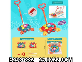 Каталка на палочке "Крабик" звуковые эффекты, шестеренки, 2 цвета в ассортименте