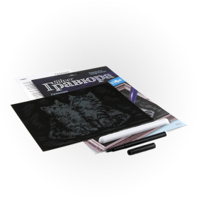 Гравюра с эффектом серебра "Котята"