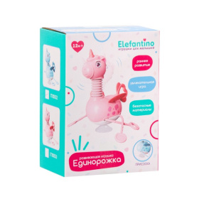 Игрушка развивающая Elefantino "Единорожка", на присоске, развитие мелкой моторики, резиночки