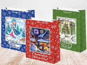 Пакет подарочный 33-45 лам.матовый микс НГ (12 шт в наборе)