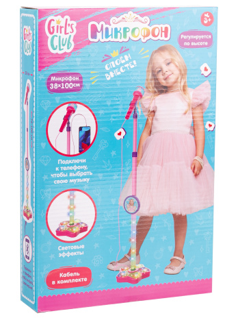 Микрофон "Girl's Club", размер 38*100 см, цвет розовый Микрофон "Girl's Club", размер 38*100 см, цвет розовый