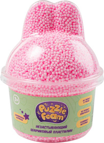 Шариковый пластилин, модели Puzzle Foam с фигурной крышкой зайчик, банка