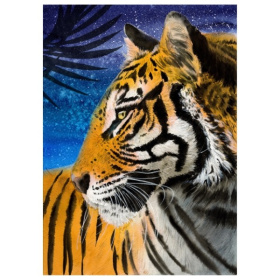 Алмаз мозаика (блест.) 17х22 см, с подр., с полным заполн. (19цв) Взгляд тигра