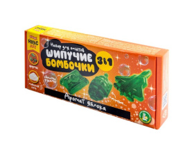 Набор для опытов "Шипучие бомбочки. Аромат яблока" 3 в 1, в/к