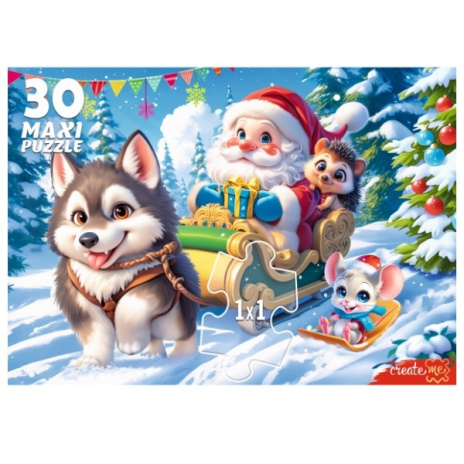 Mакси-пазлы 30 элементов "Хаски и Дед Мороз" Mакси-пазлы 30 элементов "Хаски и Дед Мороз"