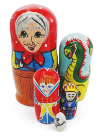 Матрешка "Герои русских сказок- Баба-Яга и др." 5 перс.