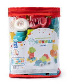 Конструктор мягкий "Мини сквиши" 40 шт, в  банке