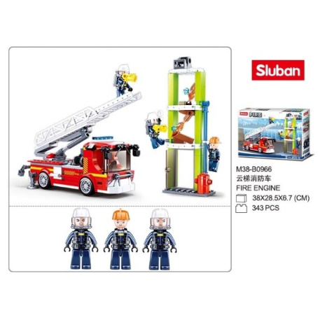 Конструктор "Пожарная служба" 343 детали, 3 фигурки