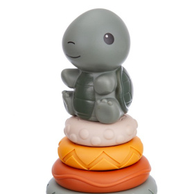 Пирамидка Elefantino "Черепашка", размер: 10*20 см, фигурка животного, различные текстуры колечек